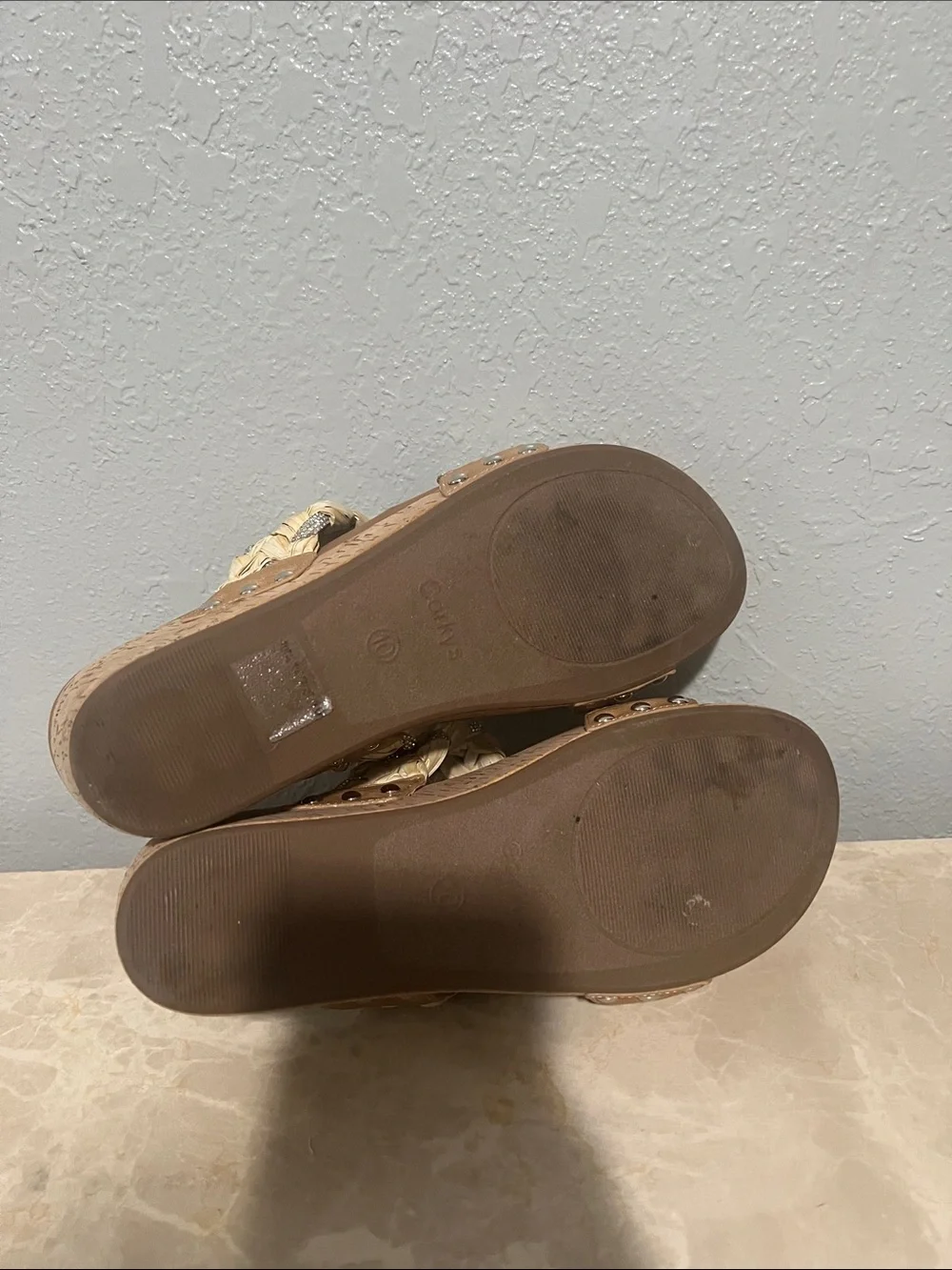Corkys Woven Rhinestone Wedge Sandals Cork Platform Women’s Size 10